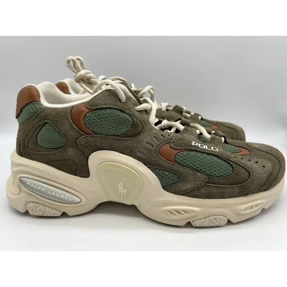 Polo Ralph Lauren Modern Trainer 100 Olive/White Size 11 NEW